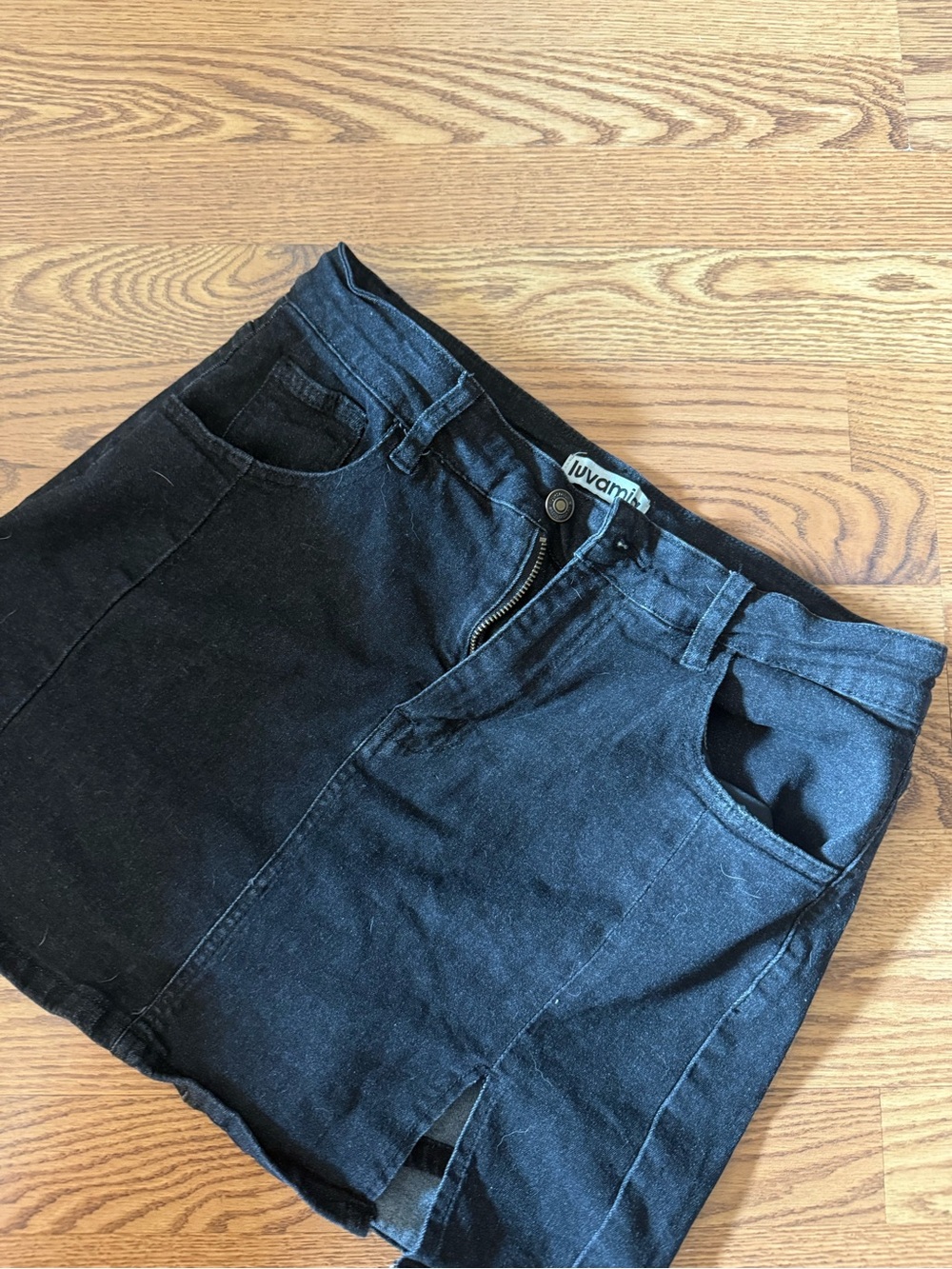 Black Denim Mini skort - Sleek Women's Jeans skort